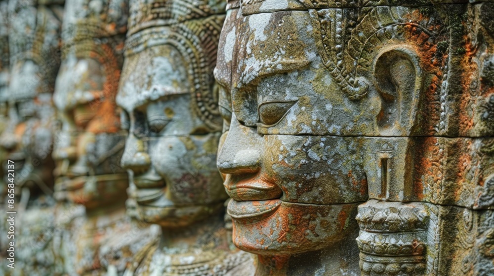 At the Bayon Temple, the enigmatic faces of the ancient stone carvings seem to whisper secrets of a bygone era. At the Bayon Temple, the enigmatic faces of the ancient stone carvings seem to whisper secrets of a bygone era.