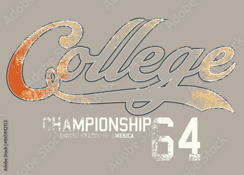 Grunge college department, College Academy printing, Vintage typography college varsity state slogan print, College Athletic Academy champion for tee t shirt or sweatshirt, eps8