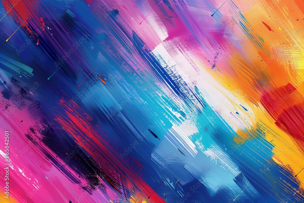 Obraz premium Abstract background with brush strokes in colors of blue and red.