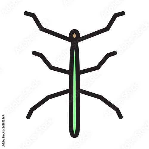 Stick Insect Vector Filled Icon Design