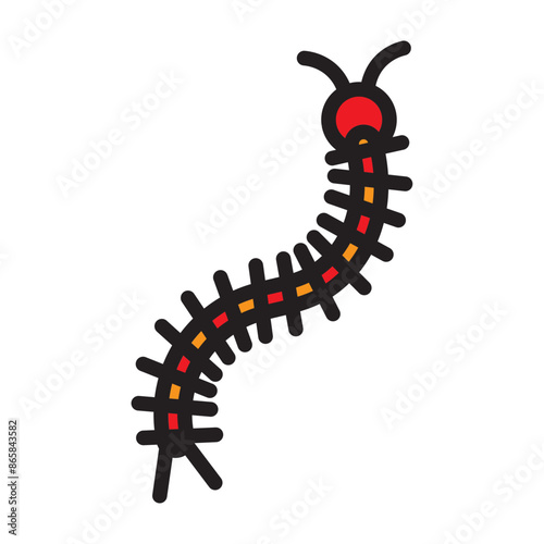Centiipede Vector Filled Icon Design