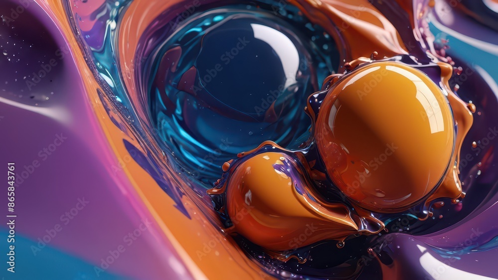 Abstract Liquid Art Background with Spheres. Abstract Liquid Art Background with Spheres.