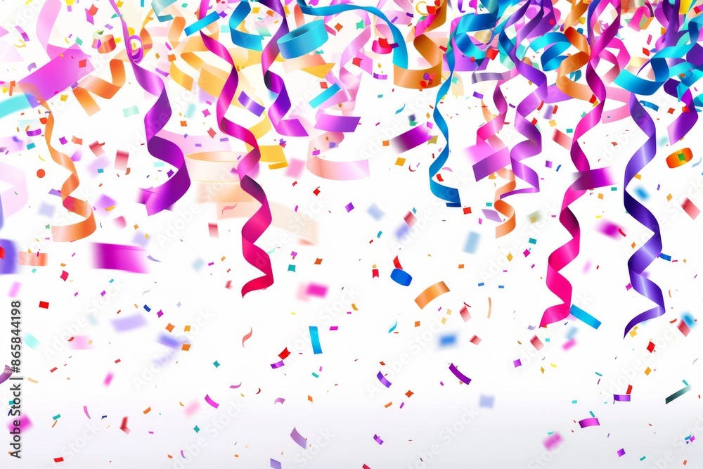 Colorful confetti falling on a white background. Colorful confetti falling on a white background.