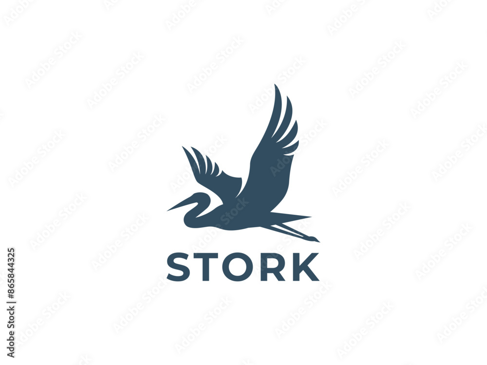 stork logo vector illustration. flying stork logo template stork logo vector illustration. flying stork logo template
