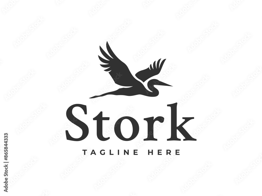 stork logo vector illustration. flying stork logo template stork logo vector illustration. flying stork logo template