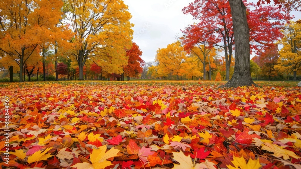 Beautiful autumn landscape with. Colorful foliage in the park Beautiful autumn landscape with. Colorful foliage in the park