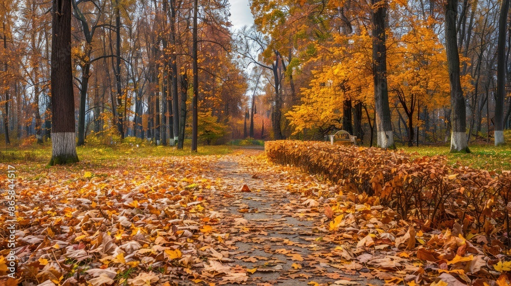 Beautiful autumn landscape with. Colorful foliage in the park Beautiful autumn landscape with. Colorful foliage in the park