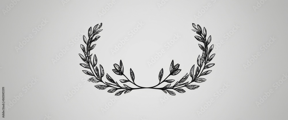 Fototapeta premium Three laurel wreaths in Minimalist line art intertwined