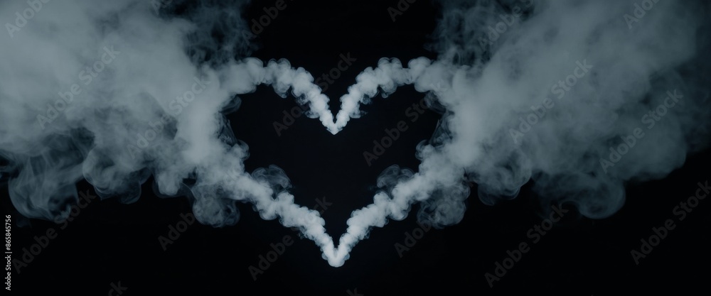 Smoke misty fog on and forming a heart shape romantic