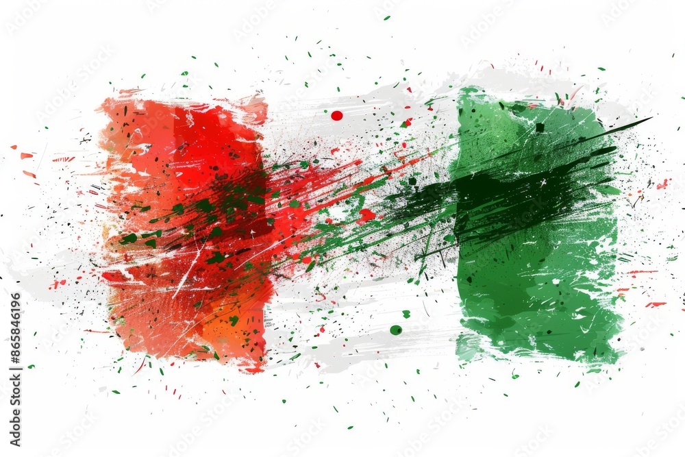 Italian flag illustration with brush strokes and paint splashes. Italian flag illustration with brush strokes and paint splashes.