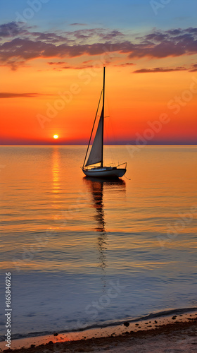 Wondrous Golden Sunset Over the Serene Adriatic Sea - A Majestic View of Nature’s Tranquility photo