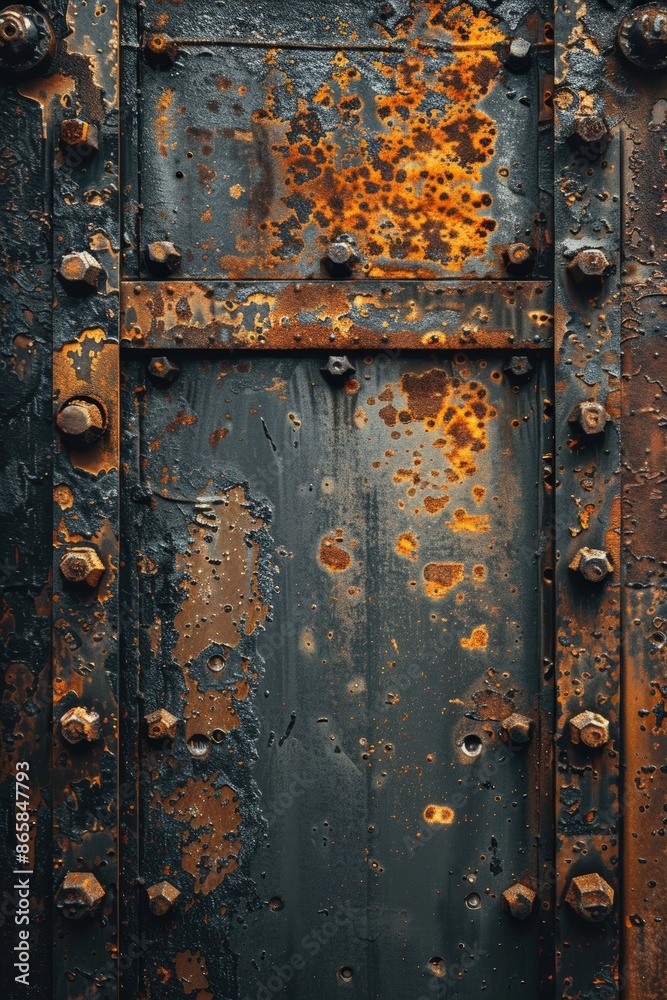 Close-up of a rusty metal surface with bolts and textured details showcasing age, decay, and industrial wear over time. Close-up of a rusty metal surface with bolts and textured details showcasing age, decay, and industrial wear over time.
