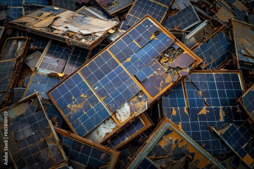 A heep of solar panel debris. photo