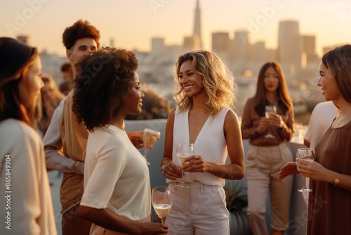 Elegant Rooftop Party in the City at Golden Hour