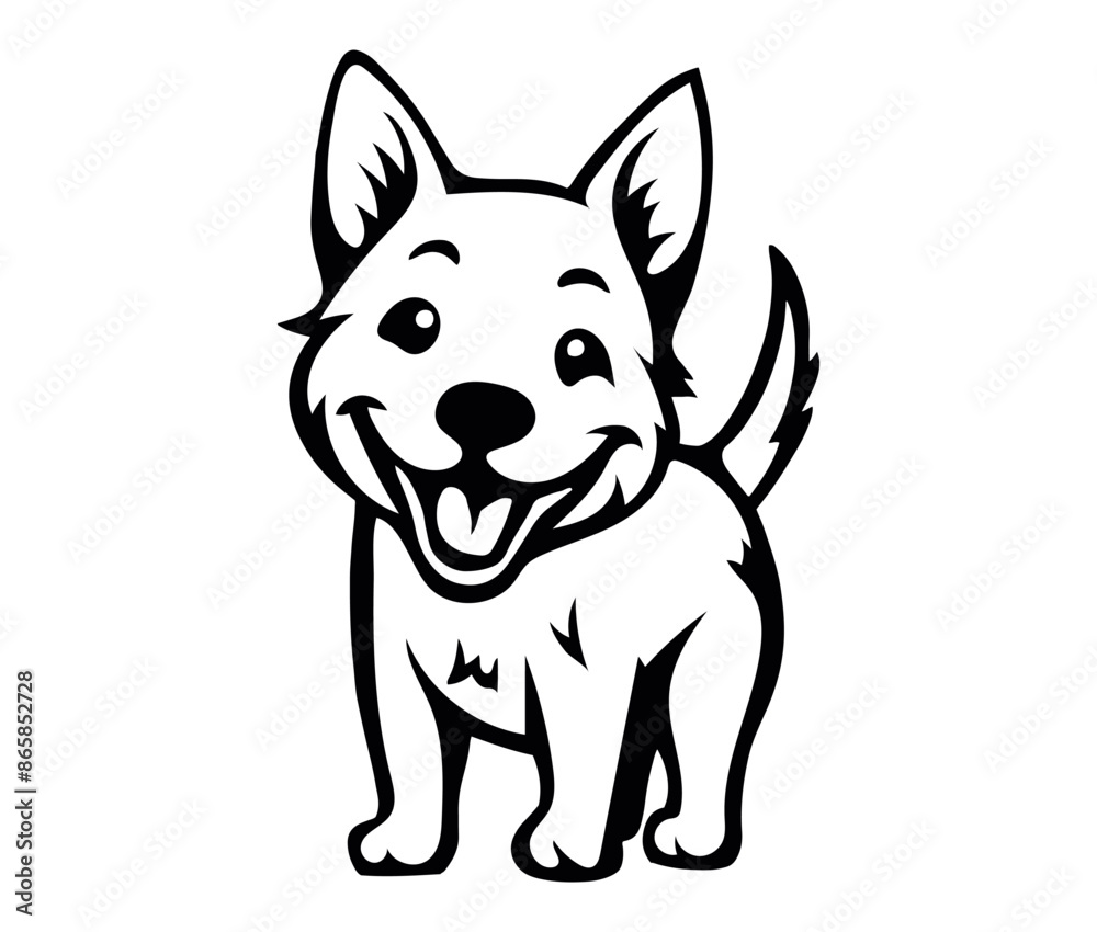 Happy Dog silhouette art vector illustration Happy Dog silhouette art vector illustration