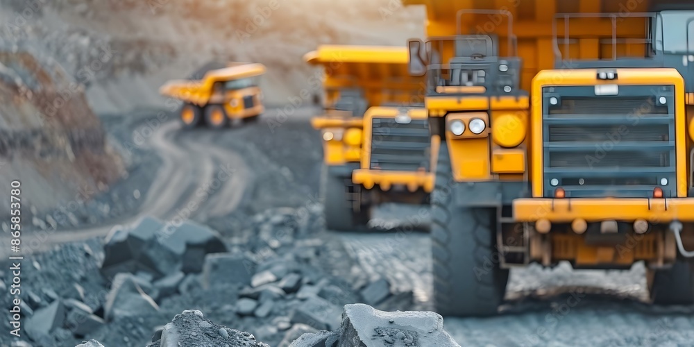 Advanced mining site with large machinery and trucks for efficient operations. Concept Heavy Machinery, Mining Equipment, Advanced Technology, Efficient Operations, Advanced mining site with large machinery and trucks for efficient operations. Concept Heavy Machinery, Mining Equipment, Advanced Technology, Efficient Operations,