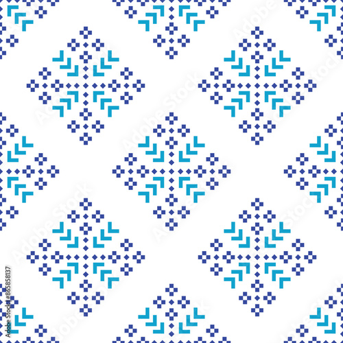 Cross Stitch embroidery seamless.Geometric pixel ethnic patterns. American, Mexican,African, mediterranean, nordic,Aztec style.Beautiful folk art background design for products, fabric, ,print decor