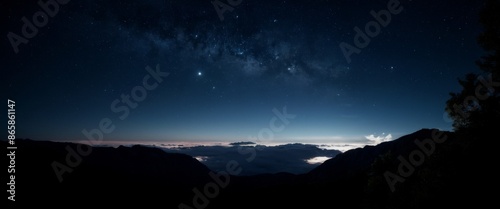 Beatiful sky with comolus Celestial elements A starry night peek photo