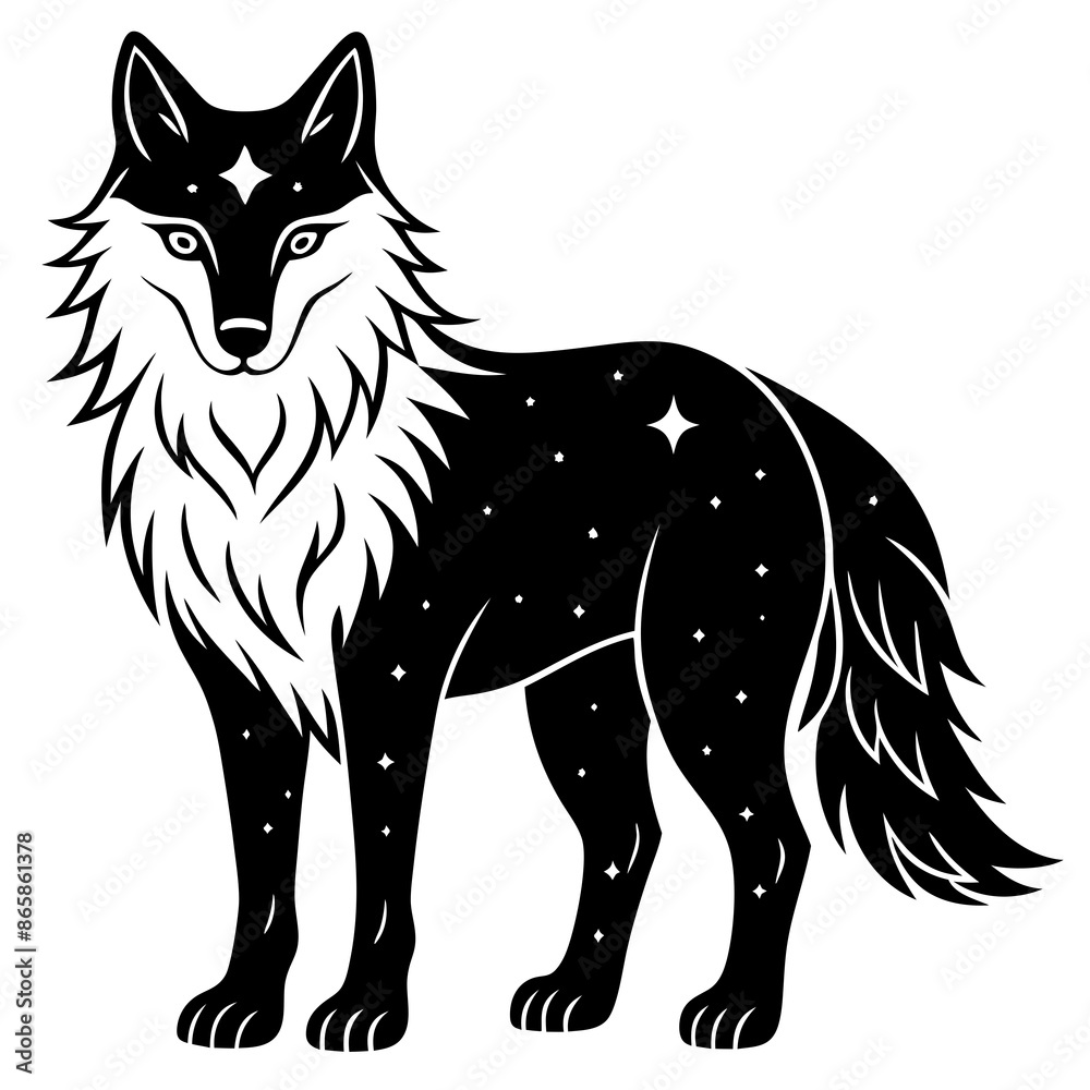 Obraz premium Wolf silhouette vector icon illustration