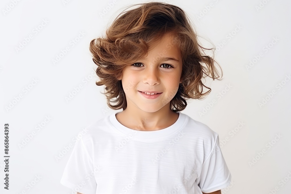 Portrait of a cute little girl with curly hair over white background Portrait of a cute little girl with curly hair over white background