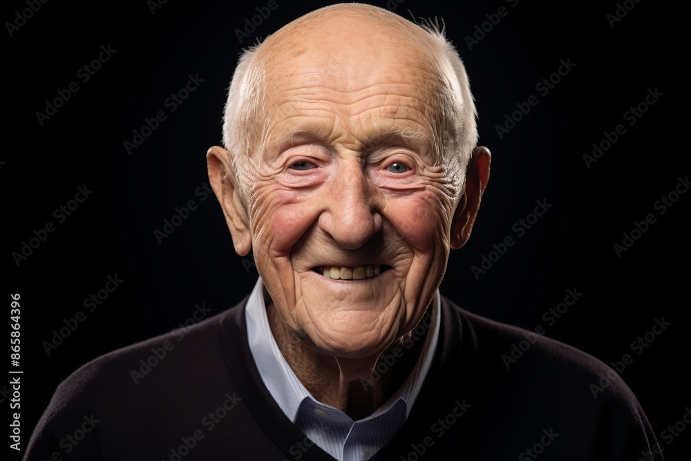 Obraz premium Portrait of an elderly man on a black background. Studio shot.