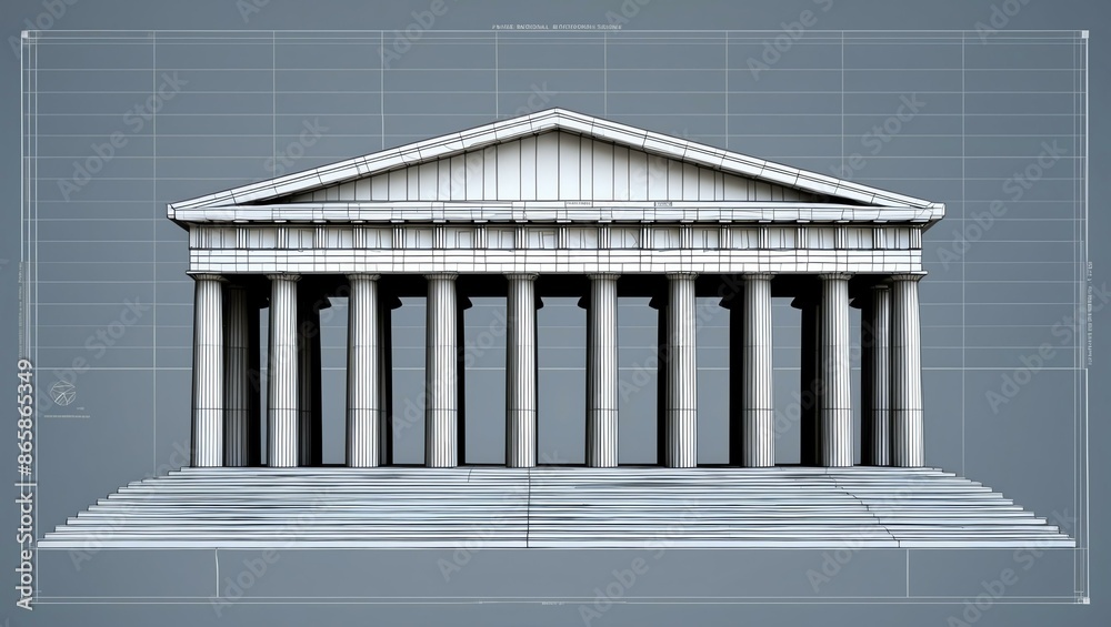 Fototapeta premium 3d wireframe render of a monument architecture abstrac background