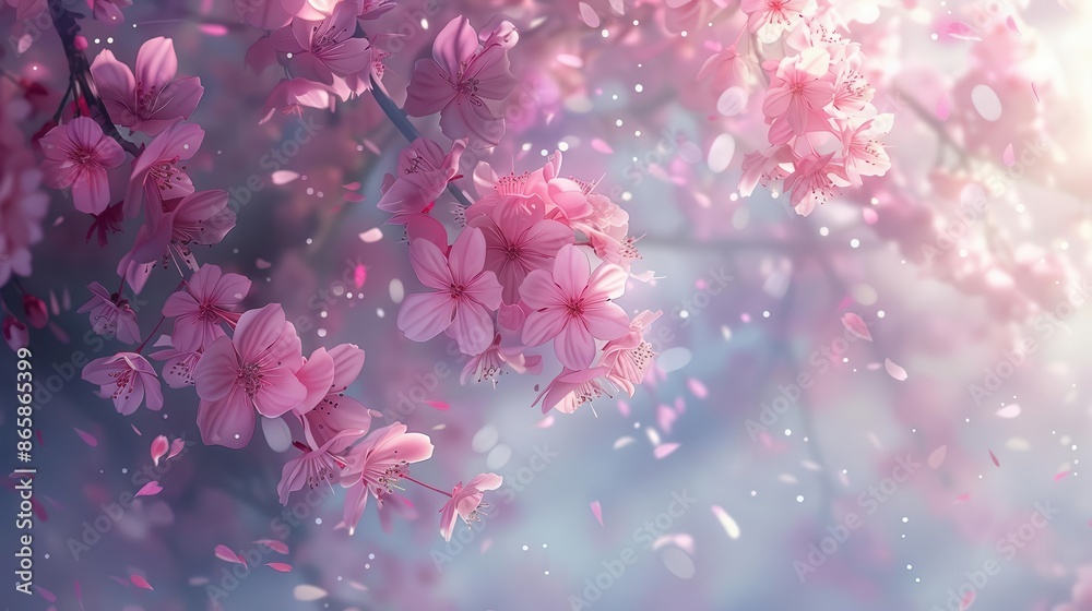 hyperrealistic digital painting of ethereal cherry blossoms in full bloom delicate pink petals with intricate details float on gentle breeze creating dreamy atmosphere of springtime renewal hyperrealistic digital painting of ethereal cherry blossoms in full bloom delicate pink petals with intricate details float on gentle breeze creating dreamy atmosphere of springtime renewal