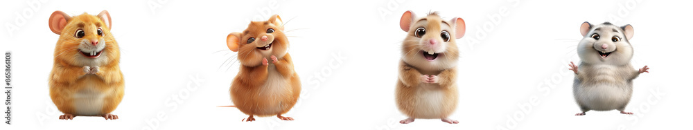 3D cute happy cartoon hamster, isolated on white background 3D cute happy cartoon hamster, isolated on white background