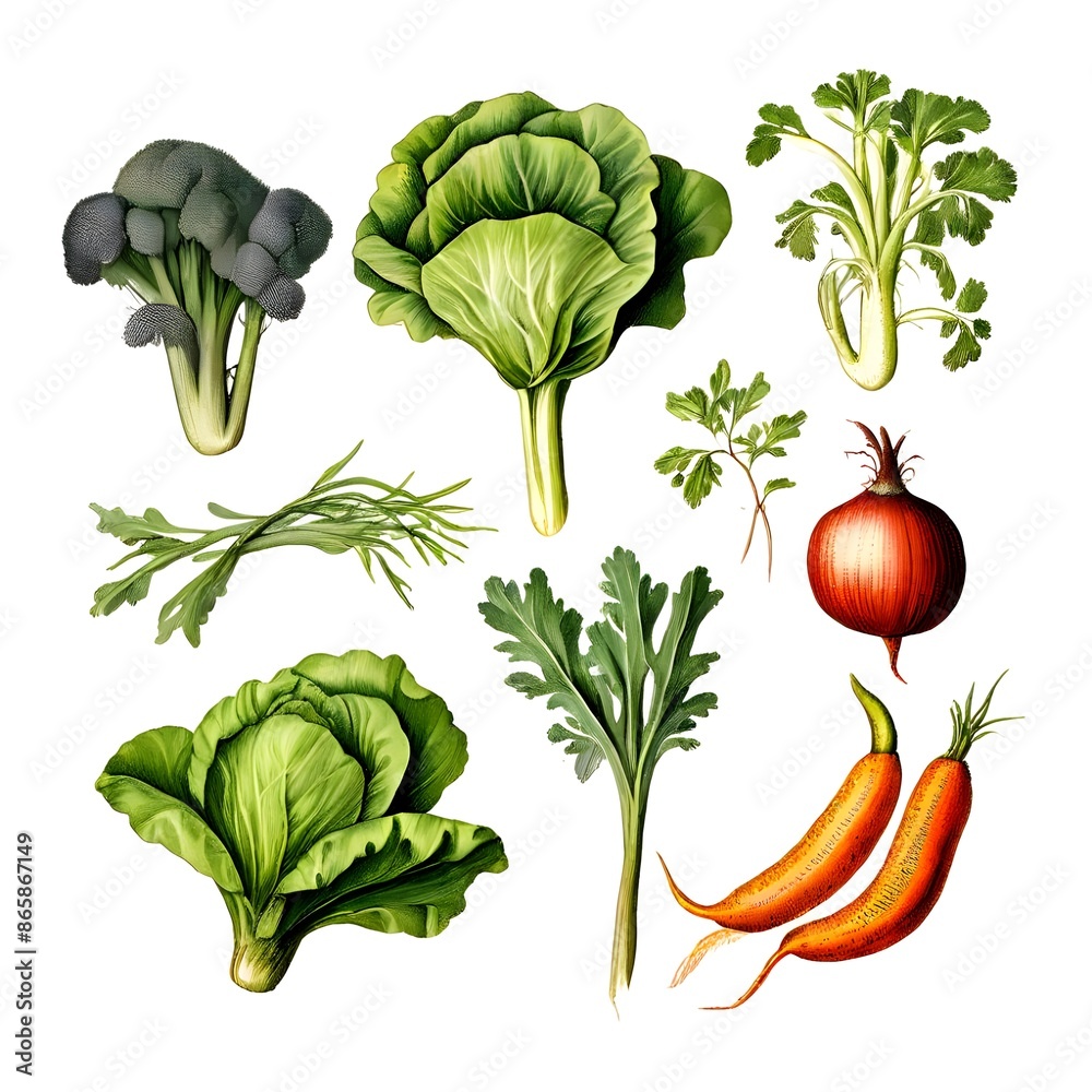Fresh Vegetables Isolated on White Background