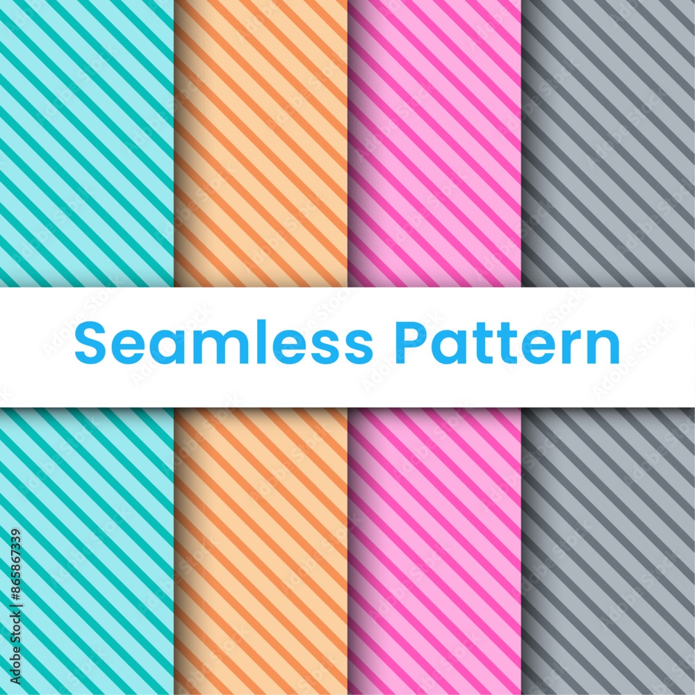A set of different colored striped patterns with a white background A set of different colored striped patterns with a white background