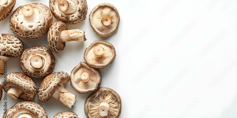 Organic Healthy Ingredient Isolated Dried Shiitake Mushrooms on White Background. Concept Food Photography, Ingredients, Healthy Eating, Shiitake Mushrooms, White Background Organic Healthy Ingredient Isolated Dried Shiitake Mushrooms on White Background. Concept Food Photography, Ingredients, Healthy Eating, Shiitake Mushrooms, White Background