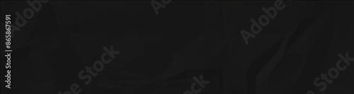 Dark black crumpled paper wrinkled background, Black empty leaf of crumpled paper texture background. Vector illustration.