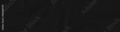 Dark black crumpled paper wrinkled background, Black empty leaf of crumpled paper texture background. Vector illustration.