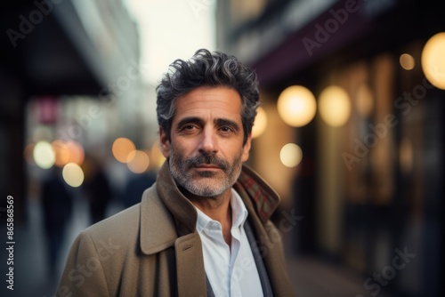 Portrait of a middle-aged man in a coat in the city © Stocknterias