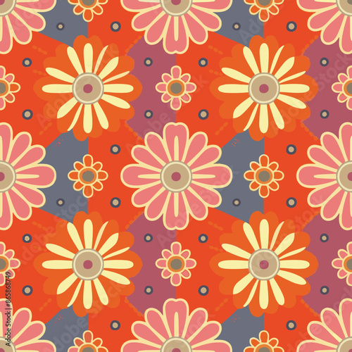 Seamless pattern with cute flowers