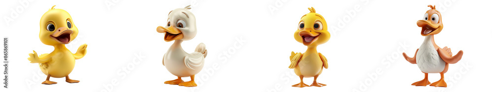 3D cute happy cartoon duck, isolated on white background 3D cute happy cartoon duck, isolated on white background