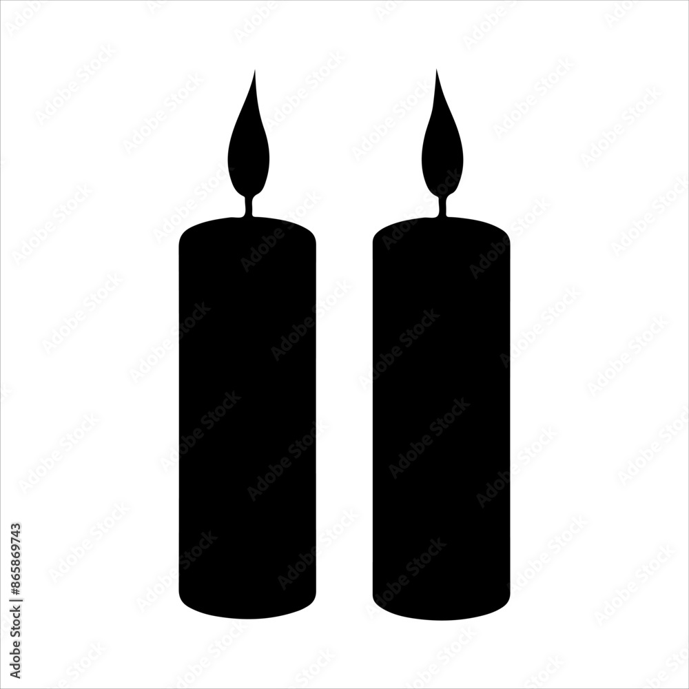 Two modern candle silhouette isolated on white background. Candle icon vector illustration design. Two modern candle silhouette isolated on white background. Candle icon vector illustration design.