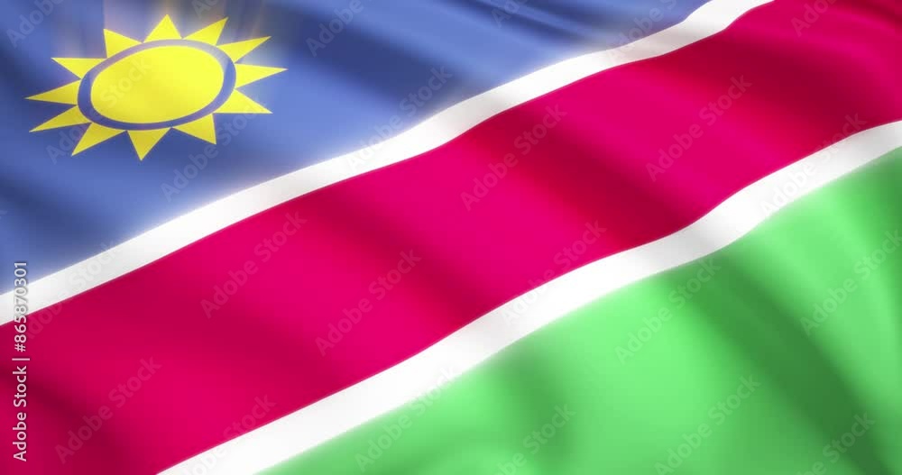 flag of Namibia. Namibian flag background. 4k 60FPS