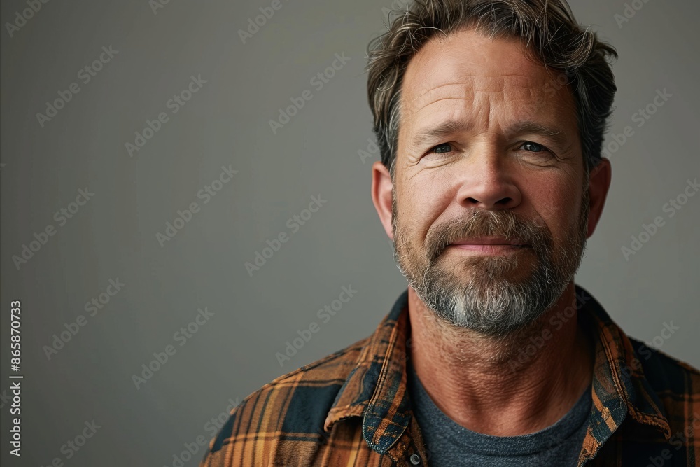 Obraz premium Portrait of a handsome mature man with gray beard and mustache.