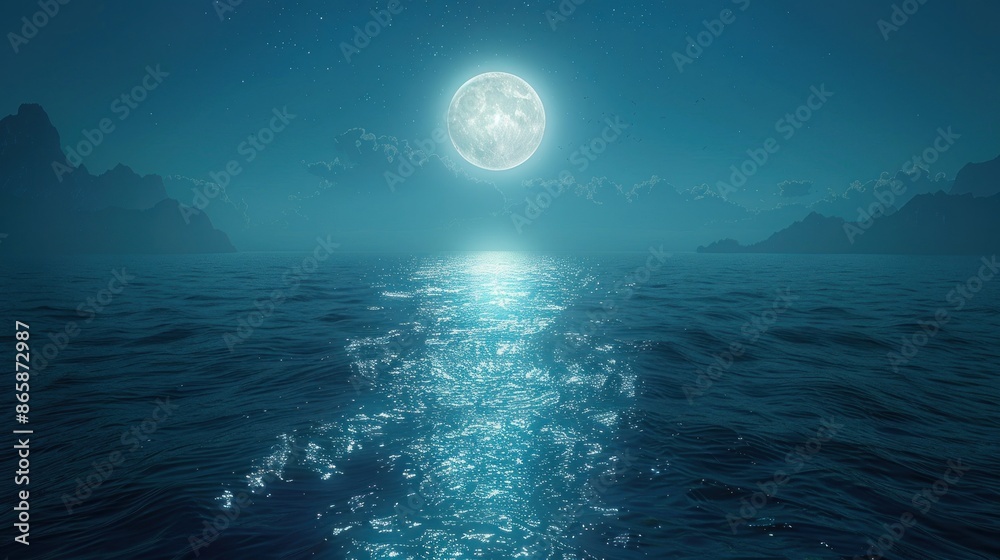 Moonlight Illuminating the Ocean