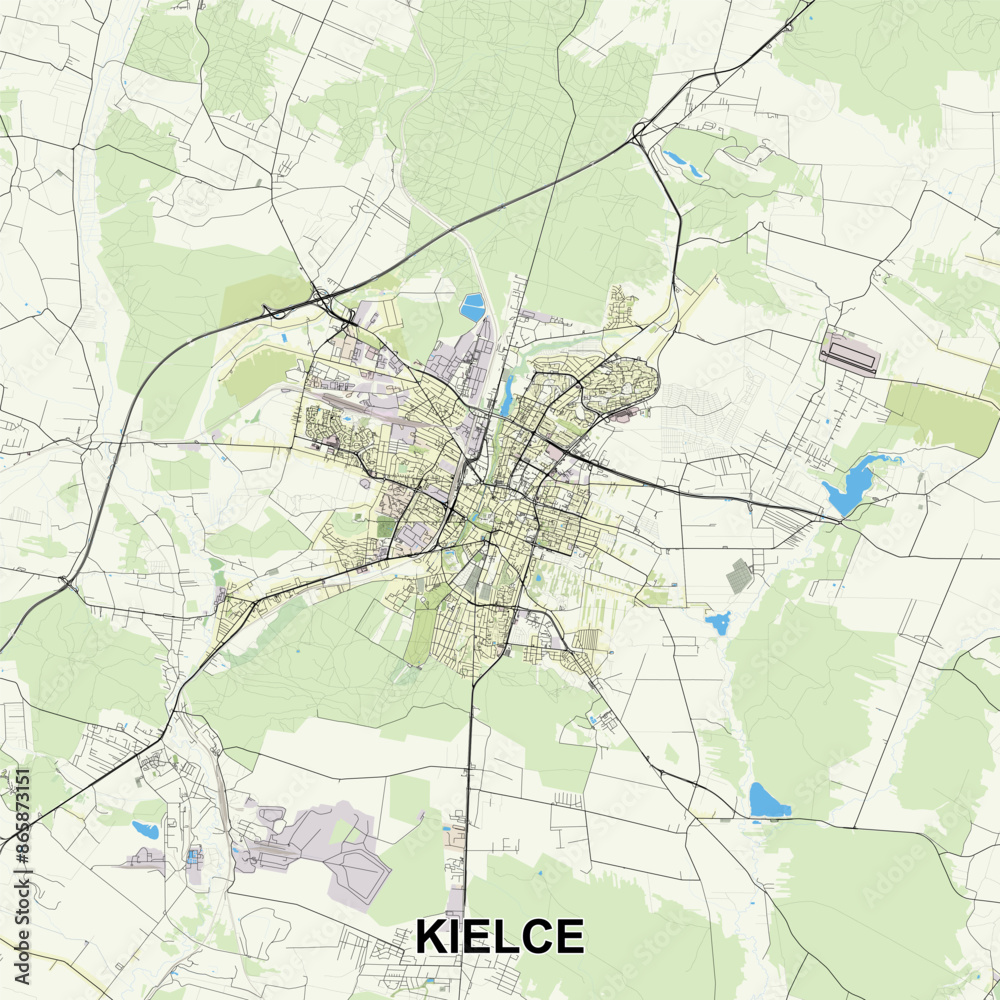 Fototapeta premium Kielce, Poland map poster art