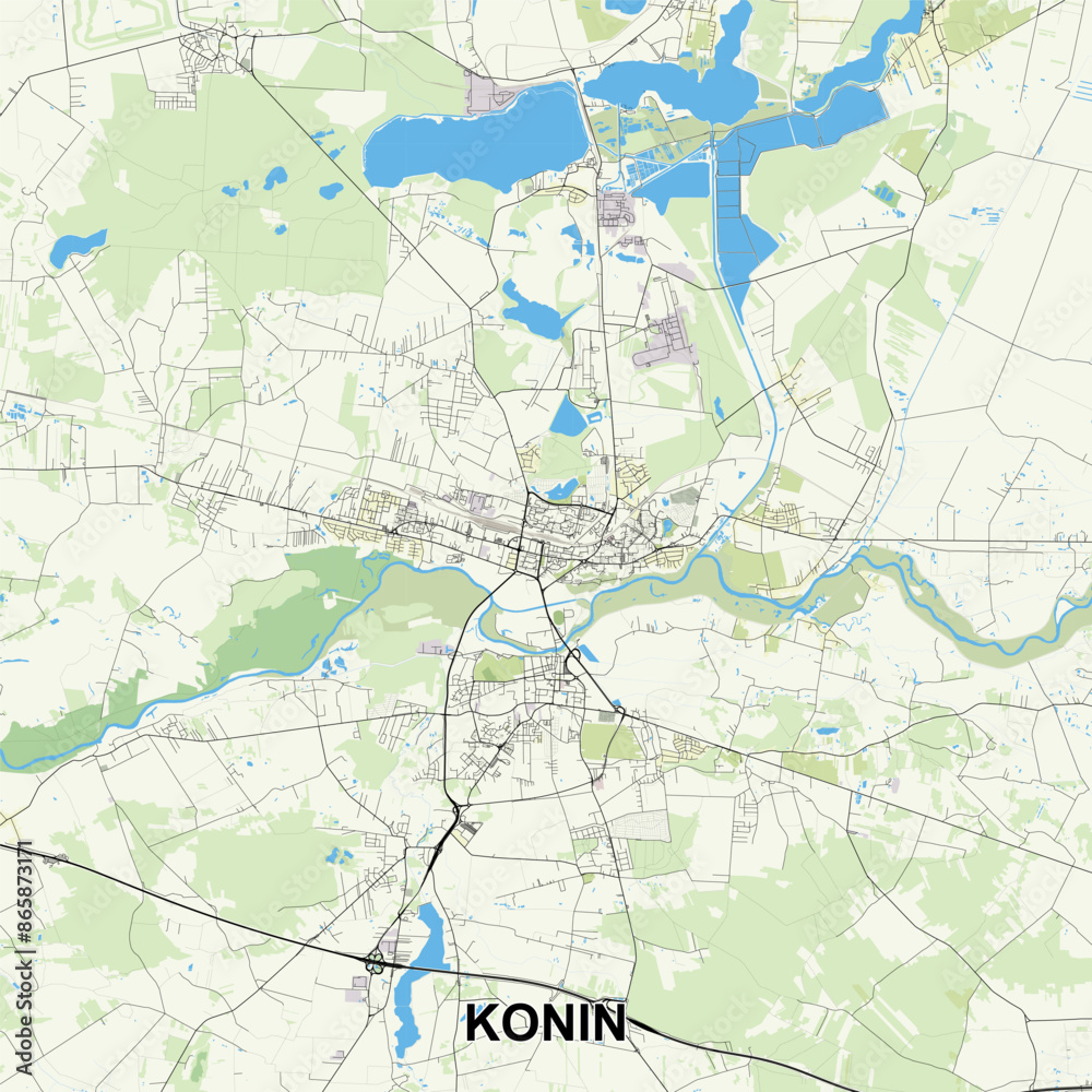 Fototapeta premium Konin, Poland map poster art