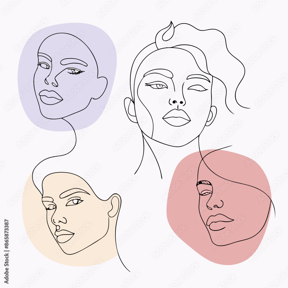 Continuous one line art drawing Beauty woman face feminine collection (5)