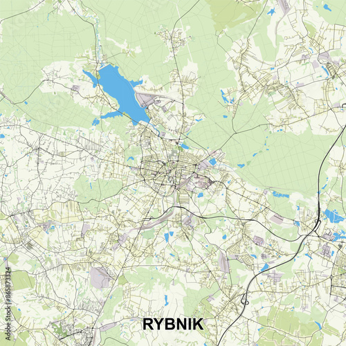 Rybnik, Poland map poster art