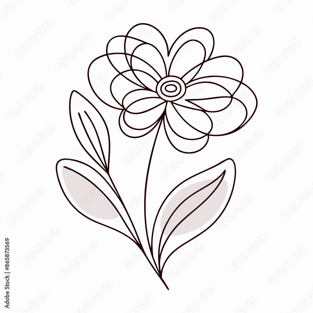 Obraz premium Continuous one line art flower design hand drawn simple flower outline (17)