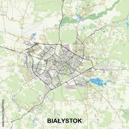 Wallpaper Mural Białystok, Poland map poster art Torontodigital.ca