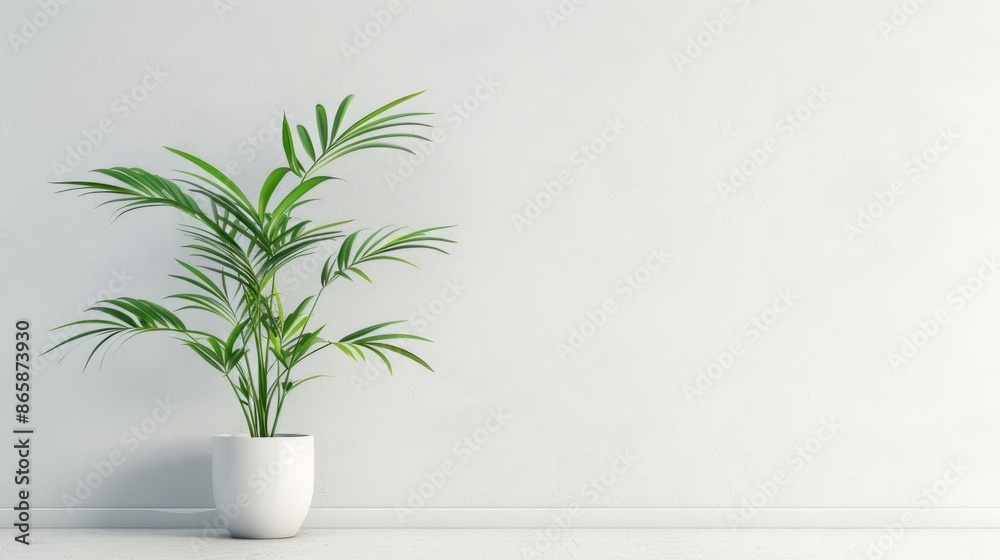Indoor plant with white wall backdrop for copy space Indoor plant with white wall backdrop for copy space