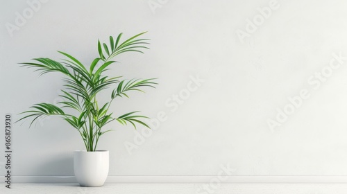 Indoor plant with white wall backdrop for copy space