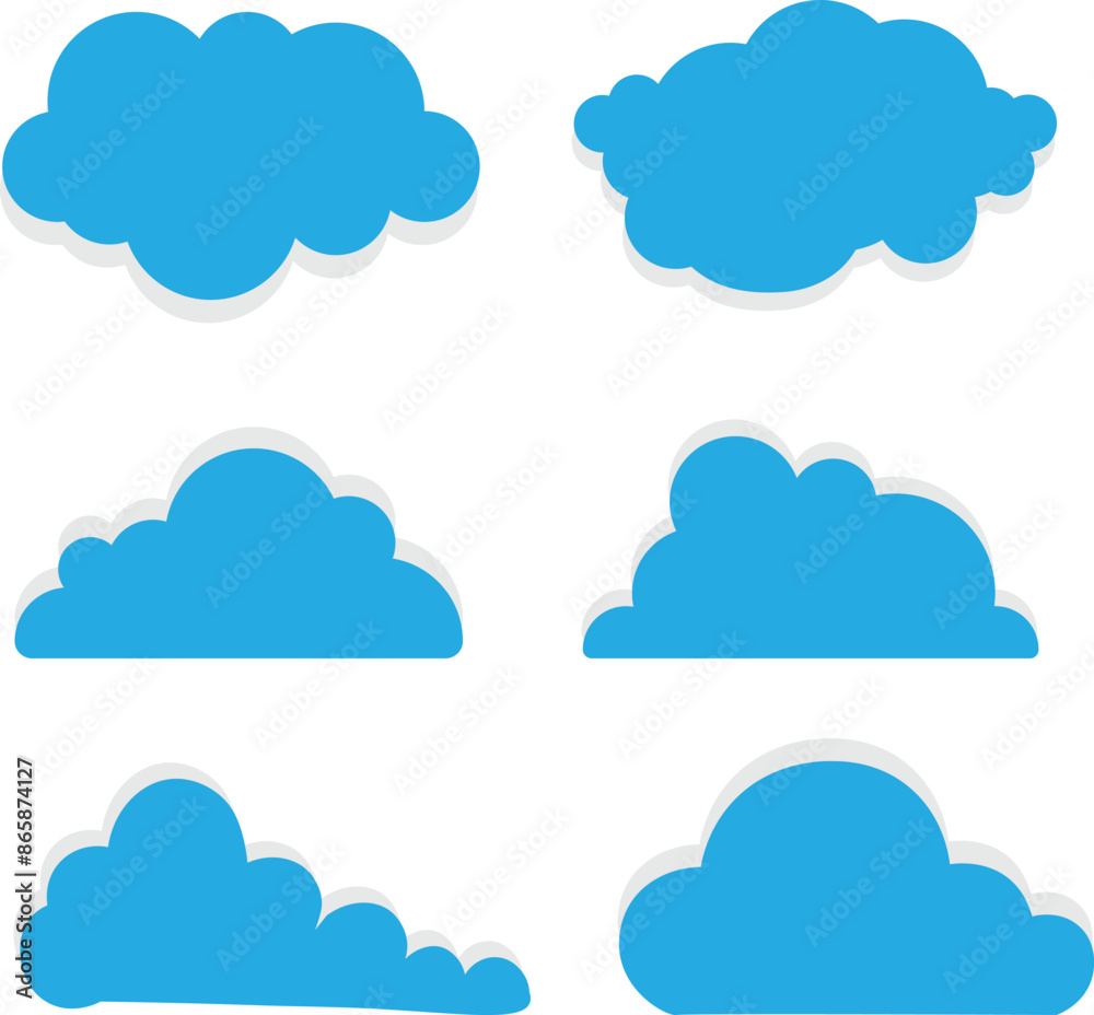 Cloud icons set in 3D flat style isolated on blue background. Cloud web icons set. Simple vector symbols collection Cloud icons set in 3D flat style isolated on blue background. Cloud web icons set. Simple vector symbols collection