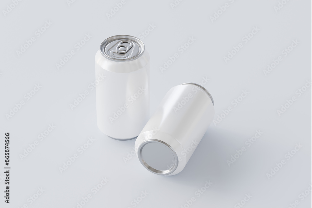 Template of tin can, drink, on white background isolated 3d rendering, cylindrical container for presentation of design and pattern. Mockup blank silver bottle soda or juice Template of tin can, drink, on white background isolated 3d rendering, cylindrical container for presentation of design and pattern. Mockup blank silver bottle soda or juice